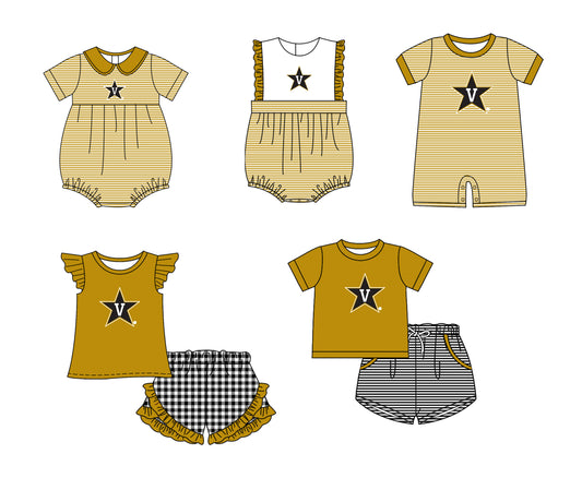( Moq 5 Each Style ) Baby Boys Girls Kids Star Stripes Team Sibling Rompers Sets