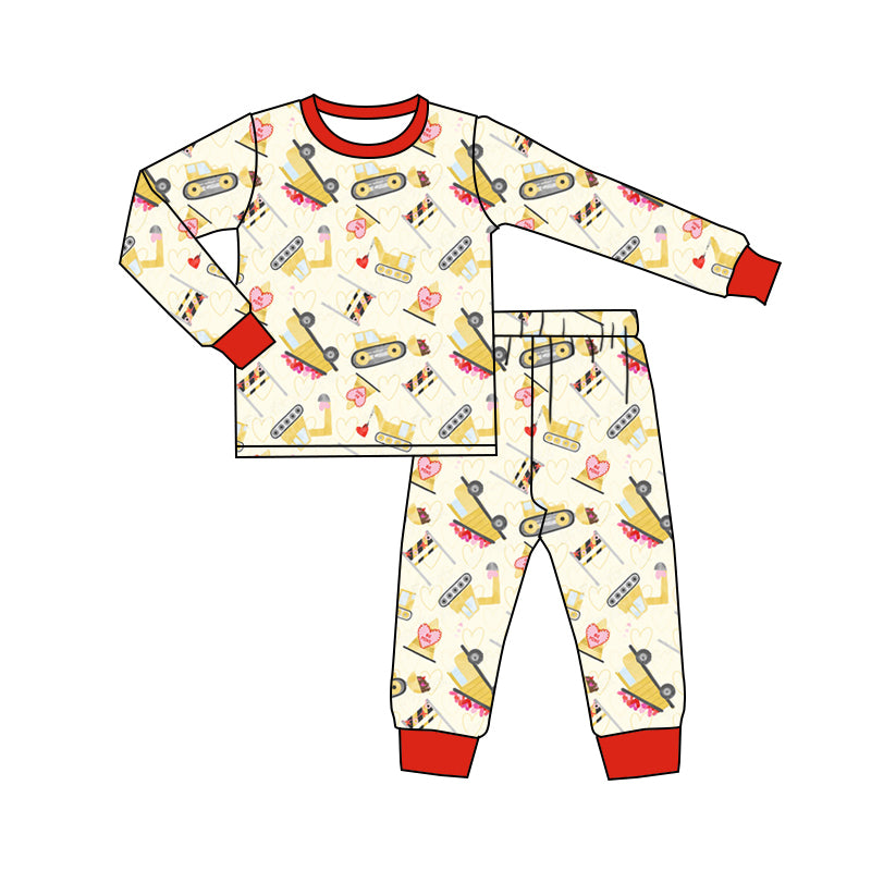 Baby Boy Toddler Long Sleeves Valentine Hearts Shirt Pajamas Pants Set Moq 5