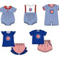 ( Moq 5 Each Style ) Baby Boys Girls Kids Team Sibling Blue Stripes Rompers Sets