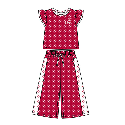 ( Moq 5 ) Baby Girls Kids Short Sleeves Shirt Pants Team Set Clothes
