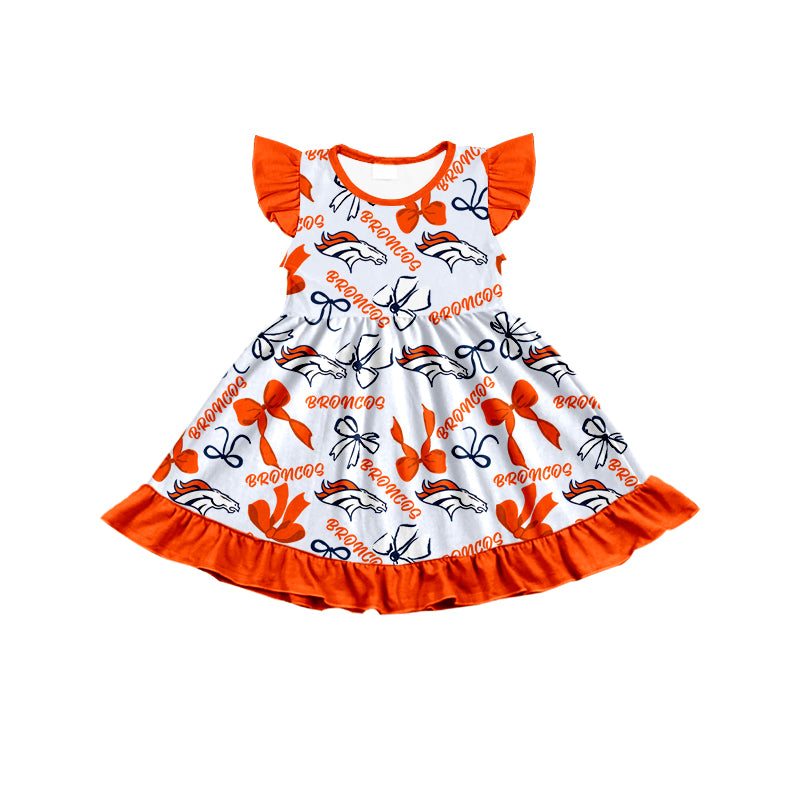 ( Moq 5 each style ) Baby Girl Toddler Team Horse Bows Sibling Green Dress Set 7.9