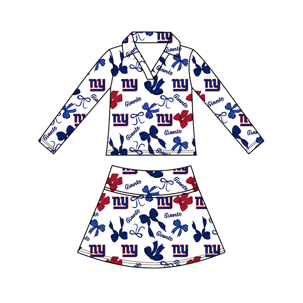 ( Moq 5 ) Baby Girls Kids Long Sleeves Bows Shirt Skirt Shorts Team Sets Clothes