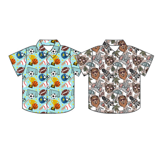 ( Moq 5 Each Style ) Sibling Baby Boys Toddler Short Sleeves Buttons Shirts Football Clothes
