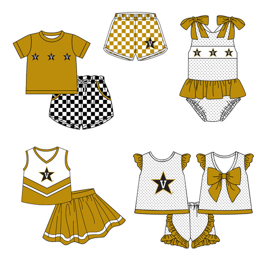 ( Moq 5 Each Style ) Baby Boys Girls Toddler Star Plaid Sibling Shorts Sets Team Clothing