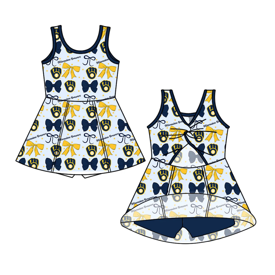 ( Moq 5 each style ) Baby Boy Girl Toddler Team Bows Sibling Shirt Dress Set 6.20