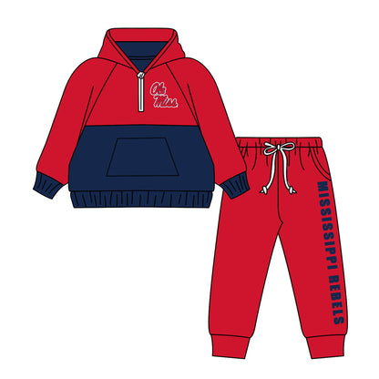 ( Moq 5 each style ) Baby Boy Girl Team Sibling Red Drips Shirt Pants Set 8.20