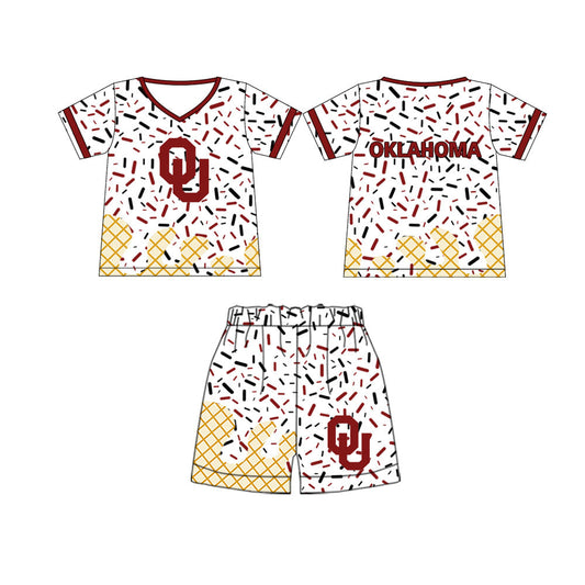 (Moq 5) Baby Boy Short Sleeves Shirt Shorts Set OU Team Clothes