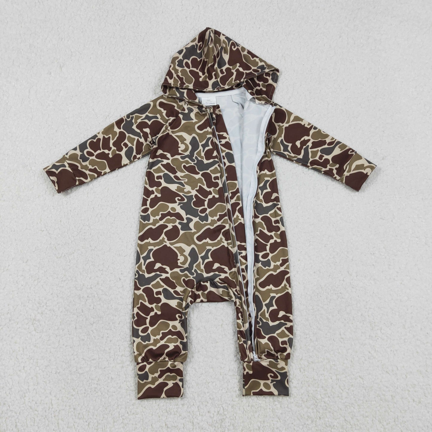 Baby Boys Infant Long Sleeves Camo Zipper Hoodie Southern Romper RTS