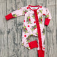 Baby Girl Long Sleeves Green Face Stars Christmas Ruffle Zipper Romper RTS