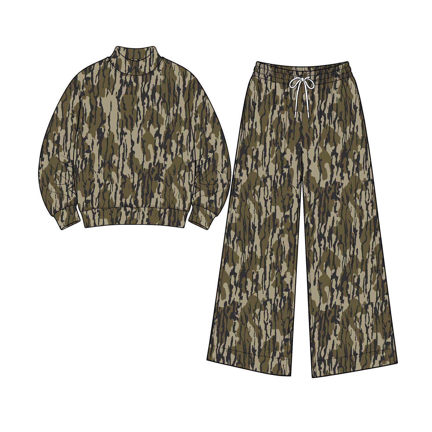 ( No moq ) Preorder Adult Women Long Sleeves Olive Camo Shirt Pants Yoga Active Set Clothes