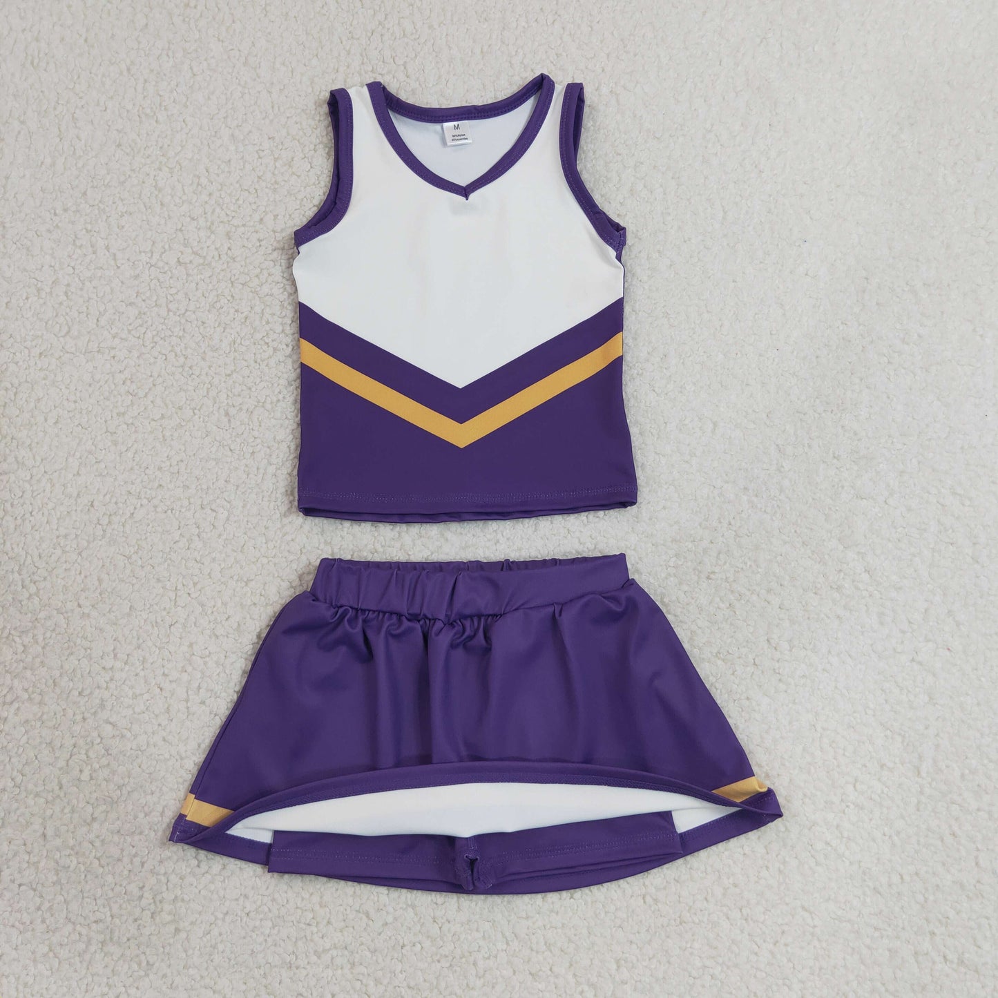 Baby Girls Kids Sleeveless Tops Skirt Shorts Purple Set Yoga Team Clothes RTS