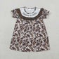 Baby Girls Kids Short Sleeves Embroidery Smocked Daddy's Girl Brown Camo Dress RTS