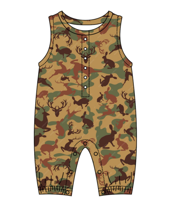 Baby Boy Girl Sibling Deer Rabbit Hunting Shirt Romper Set Moq 5