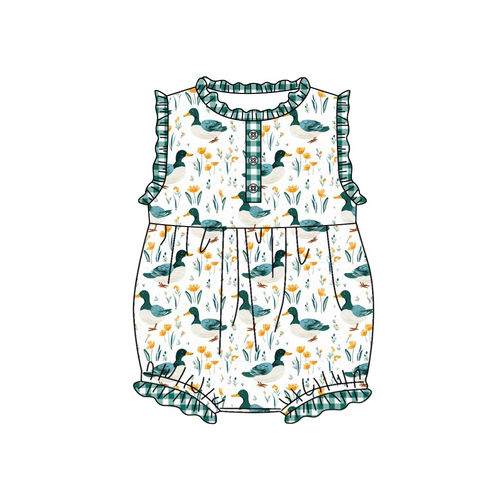 Moq 3 Pre-order SR1295 Baby Girl Ducks Floral Summer One Piece Romper