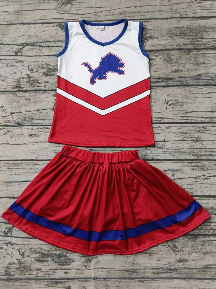 Baby Girl Sleeveless Lion Tops Skirt Shorts Team Clothes Set Moq 5