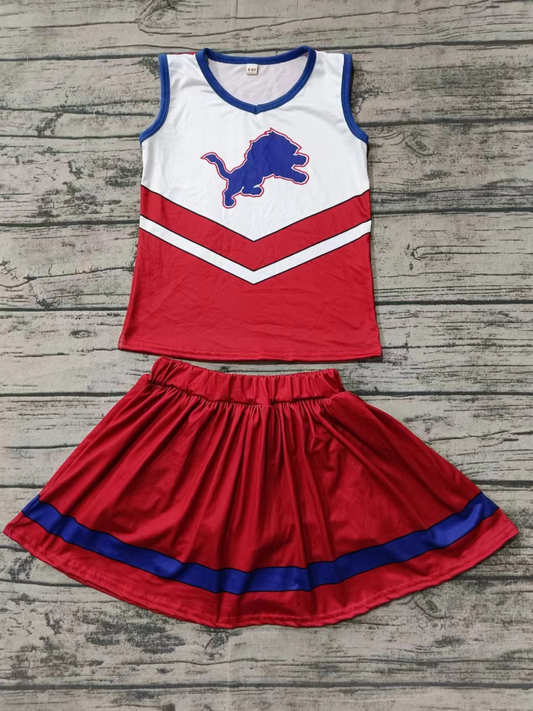 Baby Girl Sleeveless Lion Tops Skirt Shorts Team Clothes Set Moq 5