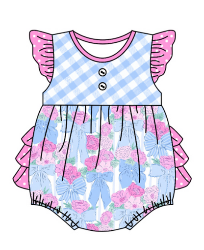 Baby Boy Girl Bows Flower Sibling Matching Dress Romper Clothes Set ( Moq 5 Each style )