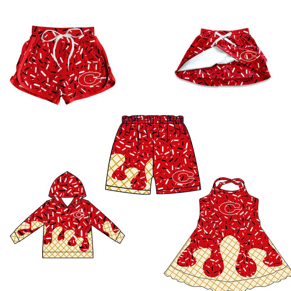 ( Moq 5 each style ) Baby Boy Girl C Team Sibling Drips Red Dress Shirt Shorts Pants 7.3
