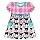 Baby Girl Short Sleeves Flower Cow Plaid Sibling Romper Dress Clothes Set ( Moq 5 Each Design )11.19