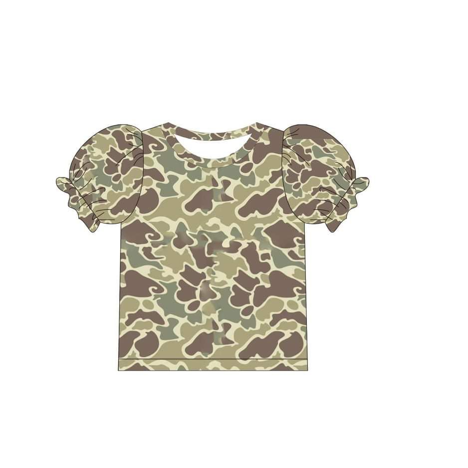 Moq 3 Pre-order GT0494 Baby Girl Short Sleeves Camo Shirt Tops