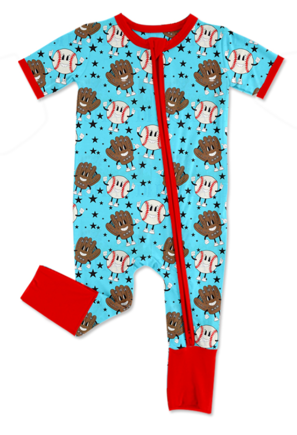 Baby Boy Short Sleeves Baseball Zipper Romper Moq 5