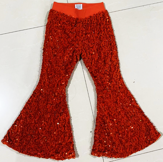 P0147 Baby Girl Glitter Sequins With Lining Bell Pants