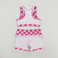 Baby Girl Racer Crop Tops Shorts Pink Checkered Set