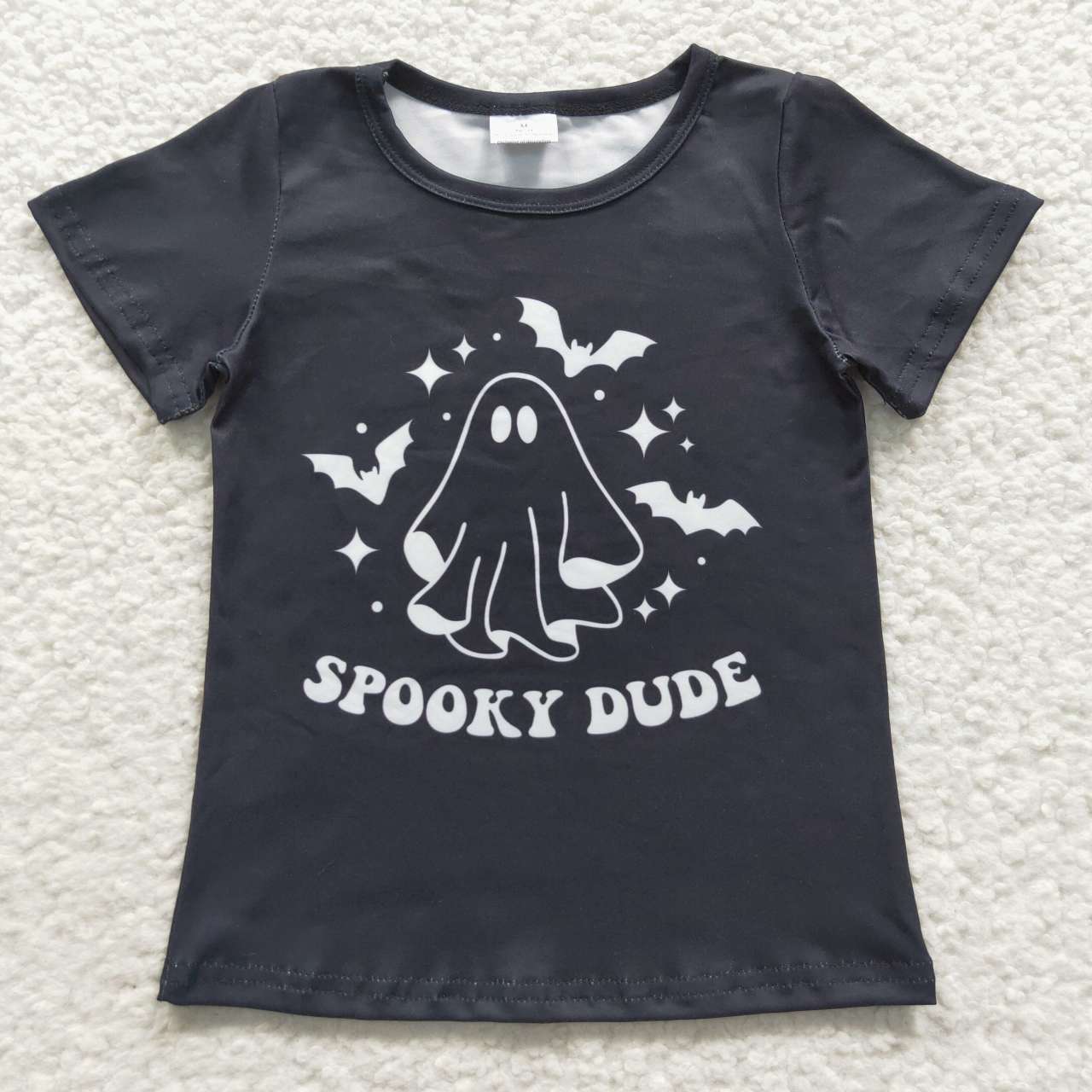 BT0247 Halloween Ghost Baby Kids Black Short Sleeves Shirt