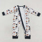 LR0554 Baby Boy Halloween Long Sleeves Ghost Pumpkin One Piece Zipper Romper