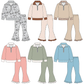 (Moq 5 ) Preorder Baby Girls Kids Long Sleeves Zipper Shirts Pants Sets Clothes RTS