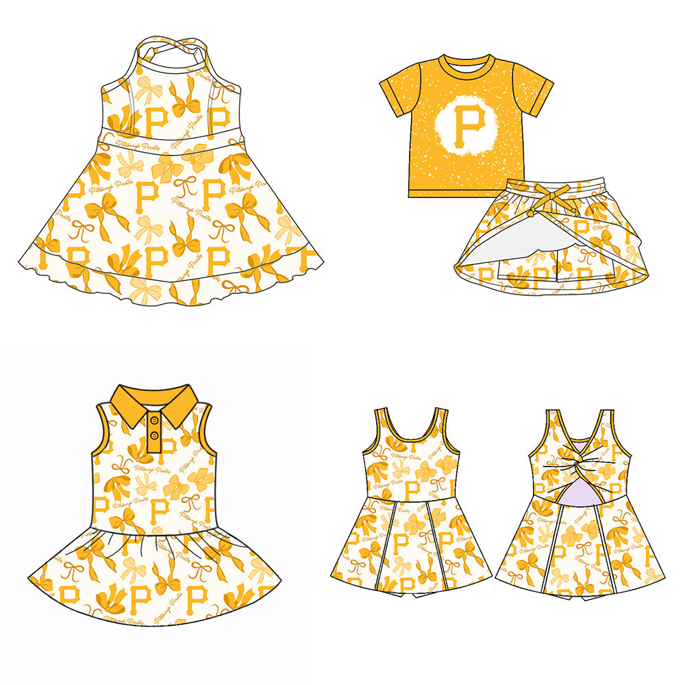 ( Moq 5 each style ) Baby Girl Team P Bows Sibling Dress Set 5.22