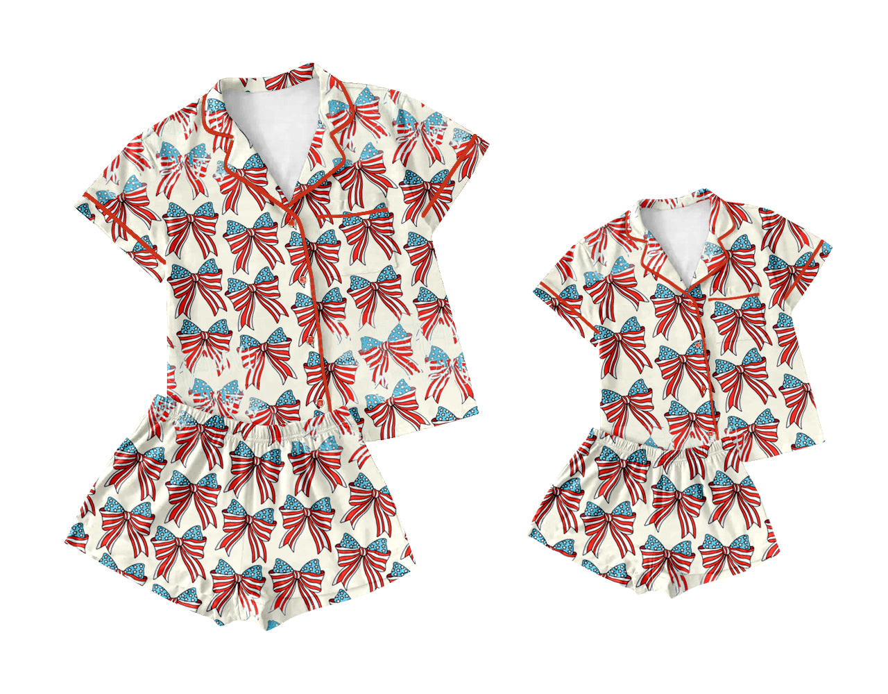 Baby Girl Adult Women July 4th Bows Sibling Pajamas Set ( Moq 5 Each Style ) 1.17