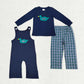 Sibling Baby Boys Kids Embroidery Ducks Navy Romper Set Hunting Clothes RTS