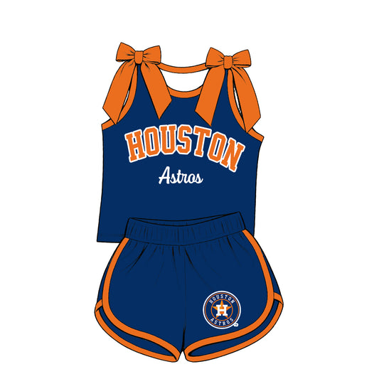 ( Moq 5 ) Baby Girls Kids Sleeveless Bows Shirt Shorts Team Set Cheer Clothes
