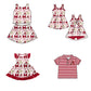 ( Moq 5 each style ) Baby Boy Girl Toddler A Team Red Bows Sibling Shirt Dress Set 6.21