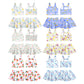 ( Moq 5 Each Style ) Sibling Baby Girls Kids Sleeveless Flower Tops Skorts Summer Sets Clothes