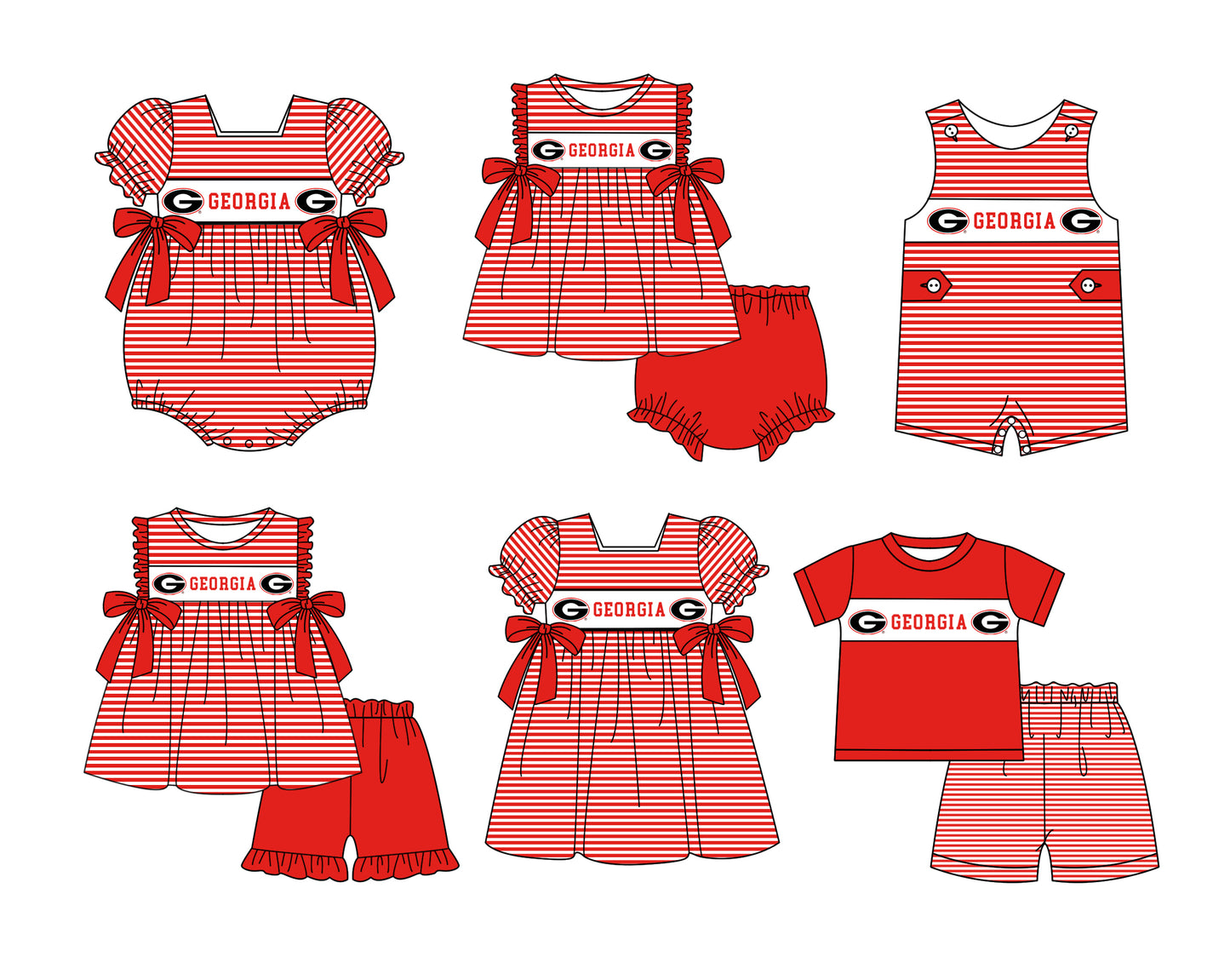 ( Moq 5 ) Baby Girls Kids Short Sleeves Red Stripes Bows Team Romper