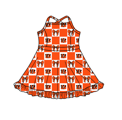 ( Moq 5 Each Style ) Baby Boys Girls Toddler Orange Bows Team Sibling Shorts Dress Shirt Set Clothes