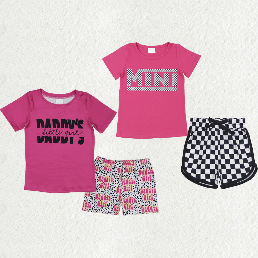 Baby Girl Short Sleeves Daddy's Mini Shirt Shorts Sibling Clothes Set RTS