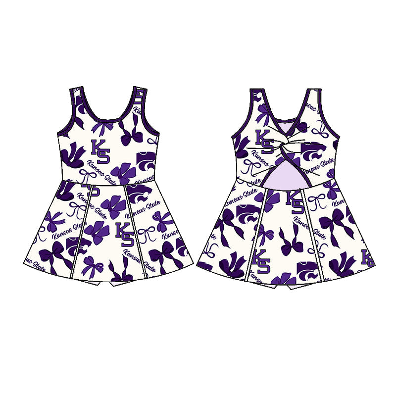 ( Moq 5 each style ) Baby Girl Team Purple Bows Sibling Dress Set 5.23