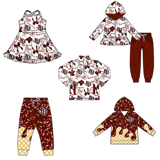 ( Moq 5 each style ) Baby Boy Girl Team Cheer Sibling Shirt Bows Dress Set 8.13