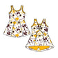 ( Moq 5 each style ) Baby Girl Toddler Team Yellow Bows Sibling Skort Dress Set 6.9