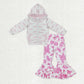 Sibling Baby Girls Kids Long Sleeves Bows Zipper Hoodie Jackets Pants Sets Clothes RTS