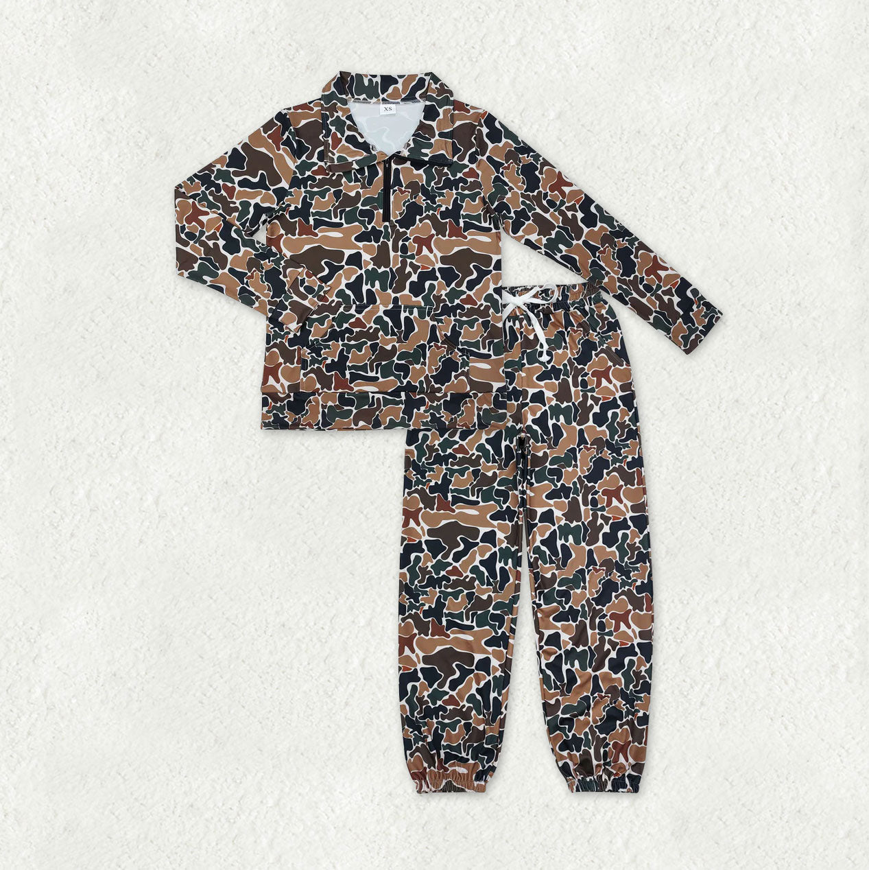 Sibling Baby Kids Adult Women Camo Zipper Pullover Pockets Pants Mama and Me Clothes Sets RTS