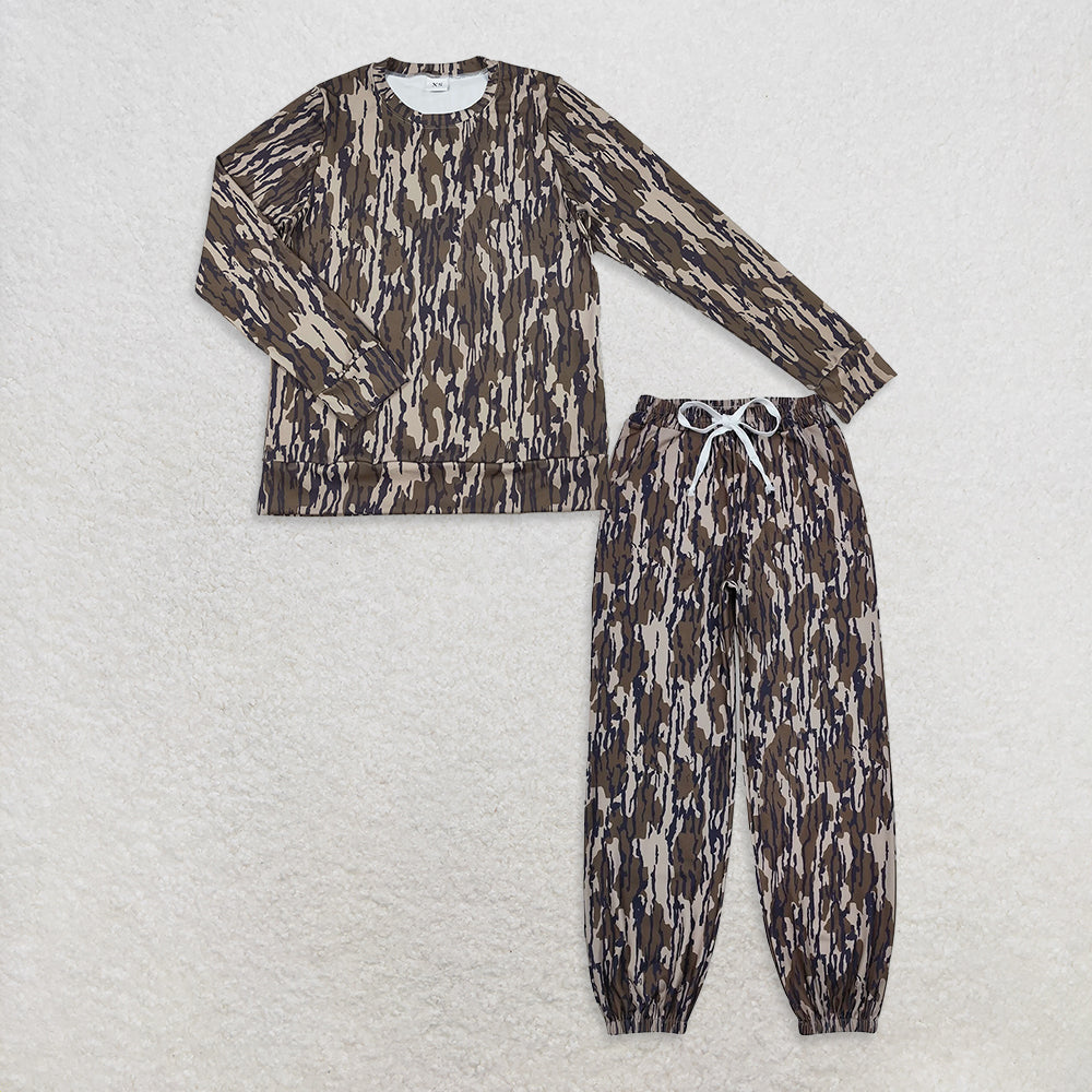 Sibling Adult Women Long Sleeves Camo Pullovers Shirts Pockets Pants Clothes Sets RTS