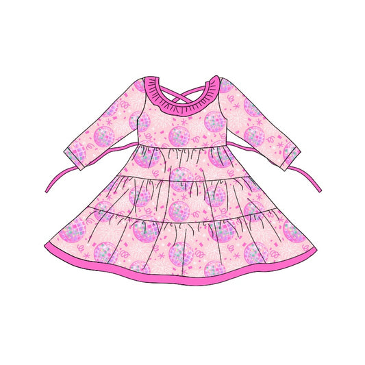 Baby Girl New Year Disco Pink Ruffle Dress