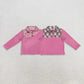 Sibling Baby Girl Pink Long Sleeves Bows Santa Zipper Fleece Pullover Christmas Shirt RTS