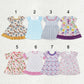 Sibling Baby Girls Short Sleeves Flower Bows Ruffle Knee Length Dresses RTS