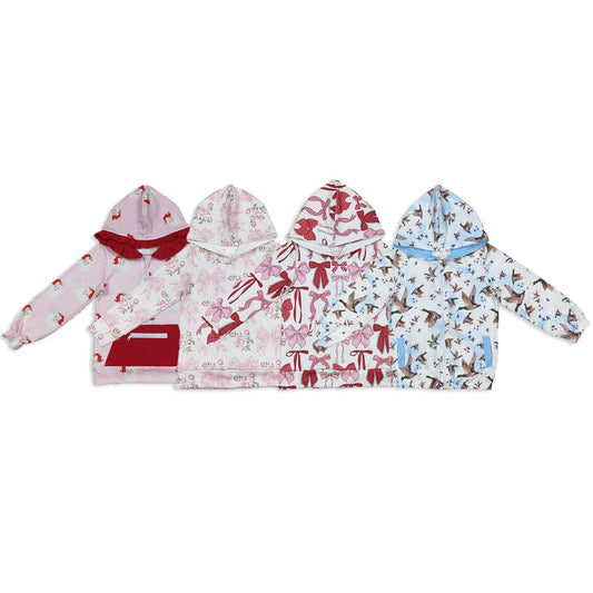 Baby Girl Long Sleeves Santa Bows Ducks Sibling Hoodies Shirt Tops RTS