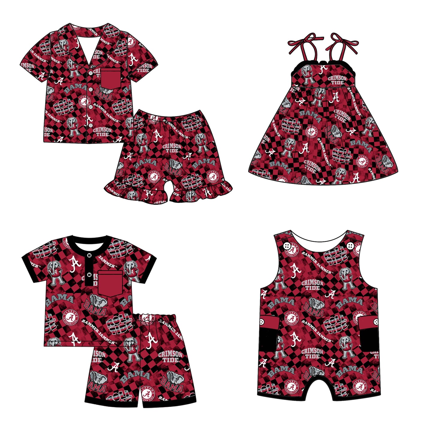 ( Moq 5 each style ) Baby Boy Girl Team A Checked Sibling Dress Romper Set 5.6